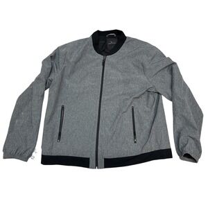 Marc Anthony Mens 2XL Gray Heathered Full Zip Bomber Jacket Mesh Lined